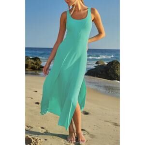 Becca by Rebecca Virtue Mykonos Maxi Tank Dress | Turquoise | Size L | NWT